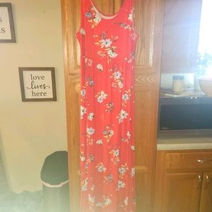 SO Red floral maxi dress